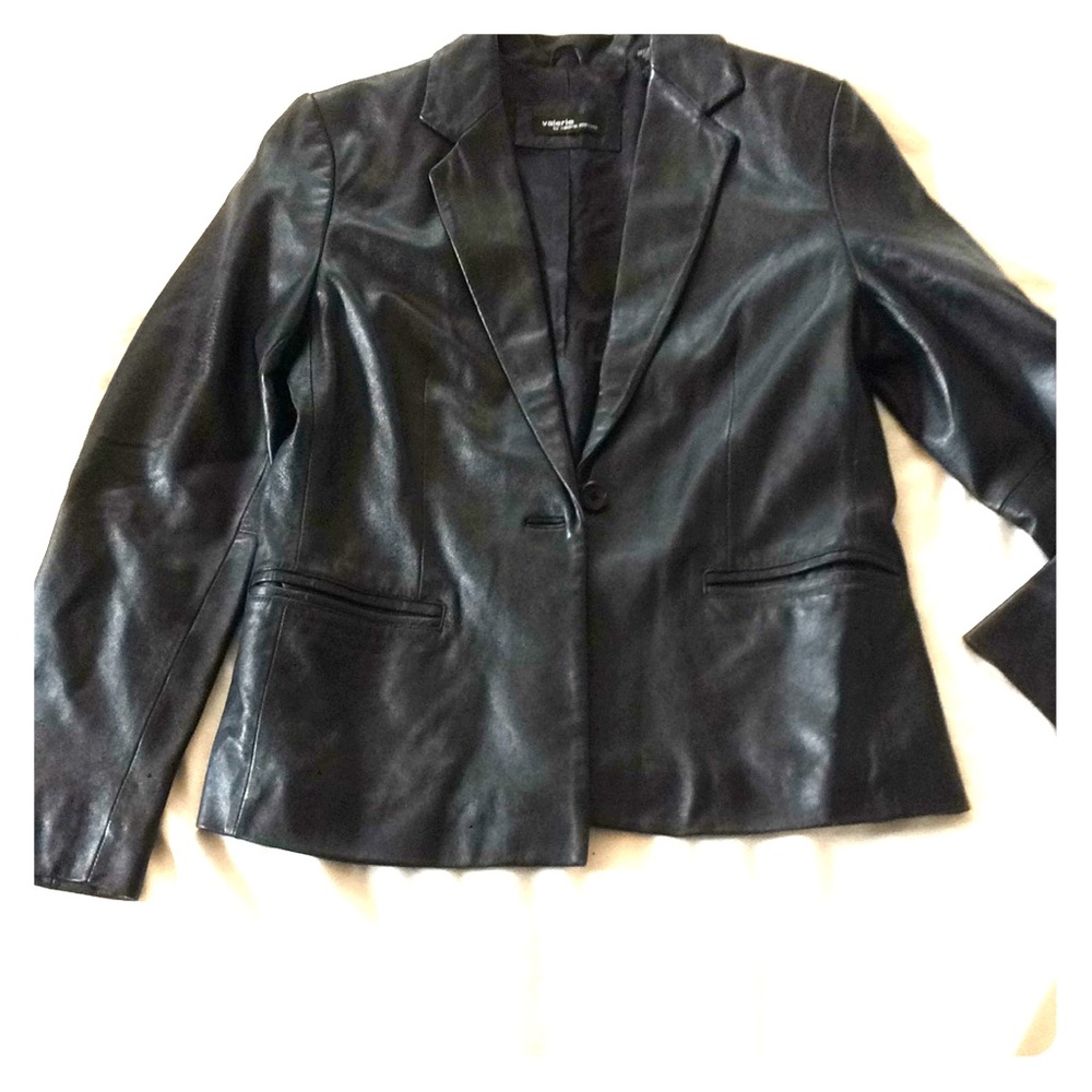Valerie Stevens Leather blazer jacket Small